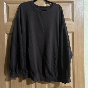 Aerie Très Chic Chocolate Brown Crewneck Sweatshirt in Deep Earth size L